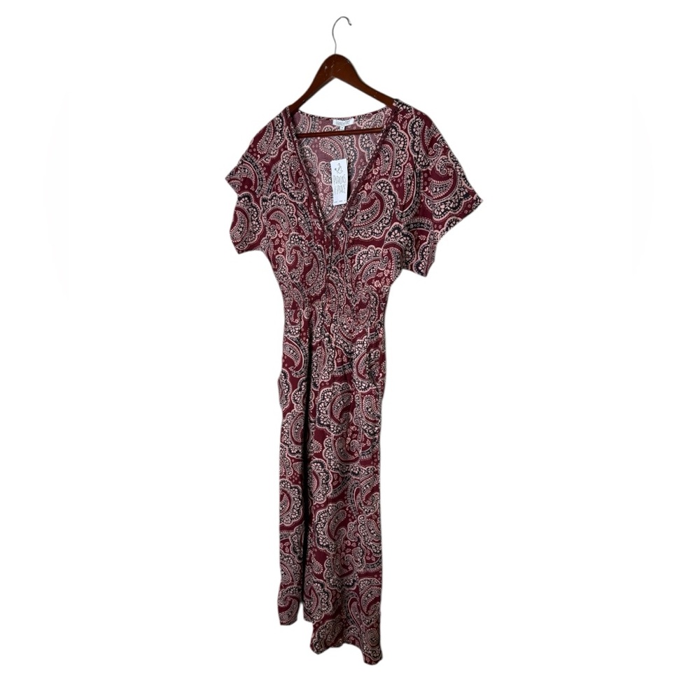 Patrons of Peace 100% Rayon Floral Paisley Wide Leg Jumpsuit NEW - Picture 2 of 10